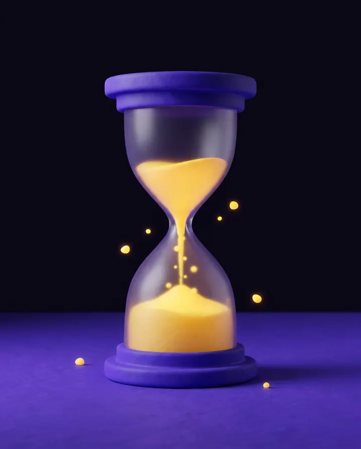 Reloj de arena con la arena casi agotada